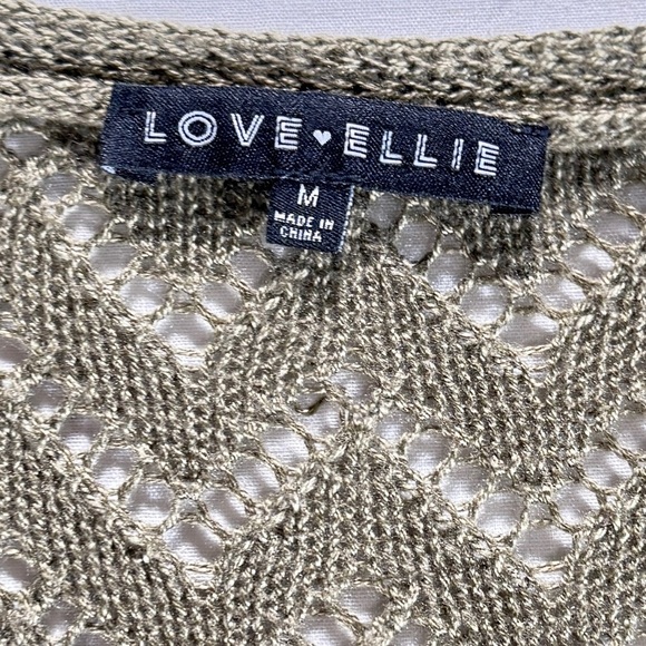 Love Ellie Benhill Pointelle Duster Olive Green Open-Front Knit Cardigan
Size M - Picture 5 of 5